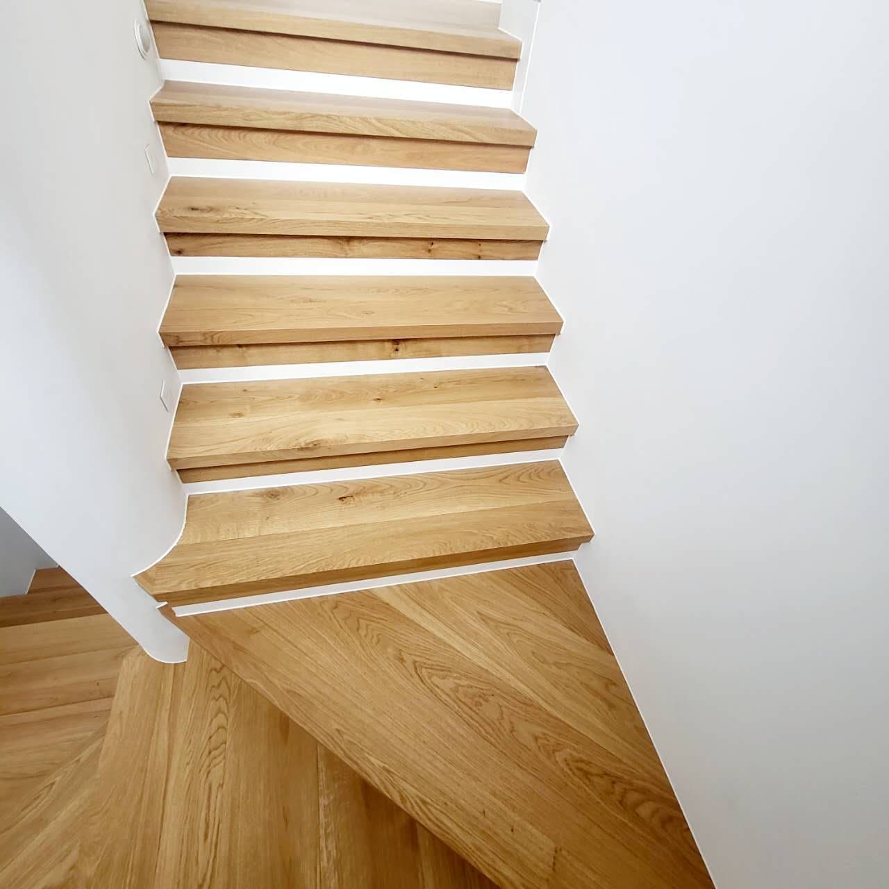 Modern wooden staircase close-up